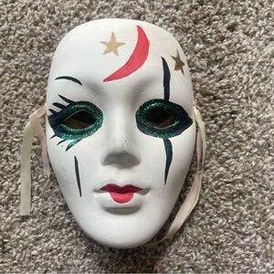 Decorative White Mask with Colorful Accents